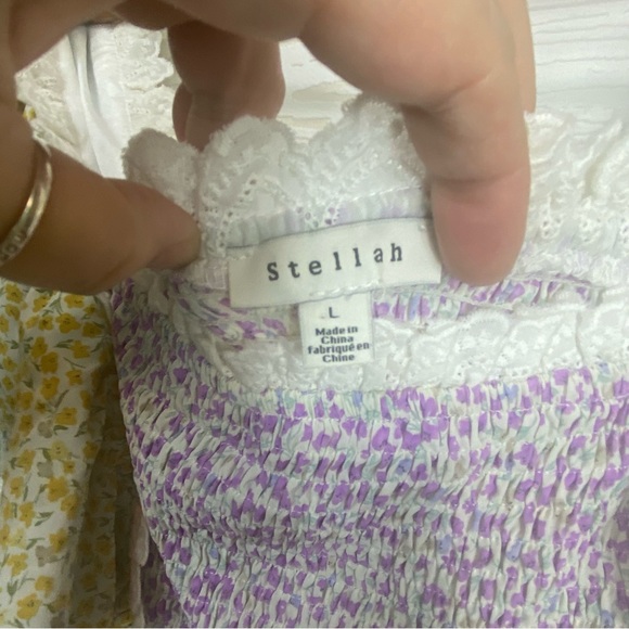 Stellah Womens Smocked Ruffle Mini Dress, Blue - Picture 5 of 9